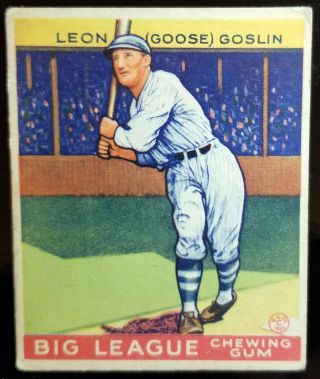 1933 Goudey 168 - Leon Goose Goslin - Rc Rookie - Hof - Senators