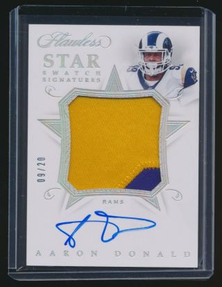 Aaron Donald 2018 Panini Flawless Star Swatch Signatures Silver Patch Auto /20