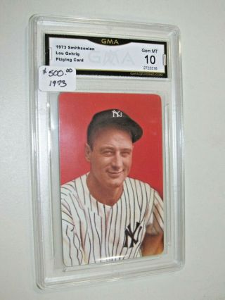 Lou Gehrig Vintage Yankees 1973 Smithsonian Playing Card Graded Gem 10