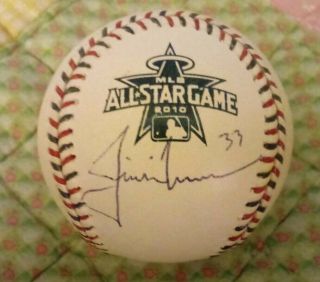 Justin Morneau Signed Autograph 2010 Mlb All Star Game Logo Baseball
