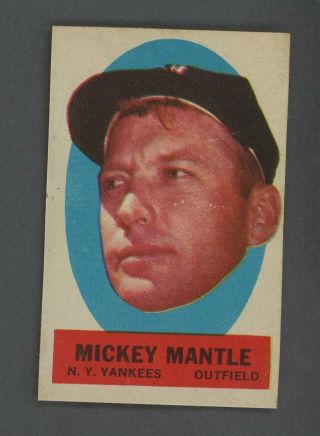 1963 Topps Peel Offs Mickey Mantle York Yankees Hof Instruction Back Ex - Mt,