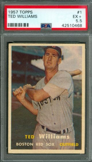 1957 Topps Ted Williams 1 Red Sox Psa 5.  5 (plus)