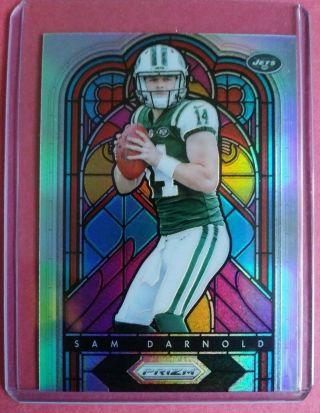 2018 Panini Prizm Sam Darnold Rc Stained Glass Refractor Jets Rookie