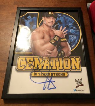 Framed Wwe John Cena Autographed 10th Anniversary Cenation Poster (2012)
