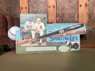 Sporting Life Bat Die - Cut Display " Mini Sign " - Shoeless Joe Jackson & Babe Ruth