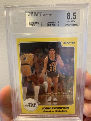 1984 - 85 Star 235 John Stockton Rookie Rc Xrc Bgs 8.  5 Utah Jazz Hof Great