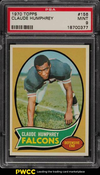 1970 Topps Football Claude Humphrey Rookie Rc 156 Psa 9 (pwcc)