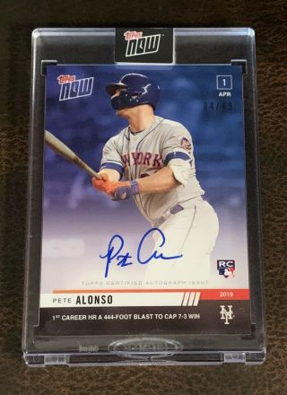 2019 Topps Now 32b Pete Alonso Auto 4/49 - 1st Career Home Run York Mets