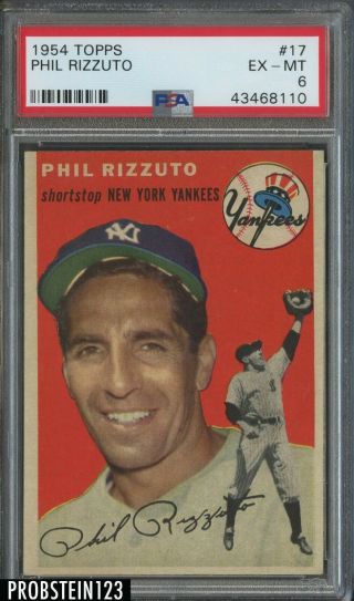 1954 Topps 17 Phil Rizzuto York Yankees Psa 6 Ex - Mt