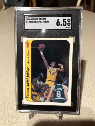 1986 - 87 Fleer Kareem Abdul - Jabbar 1 Sticker Basketball Lakers