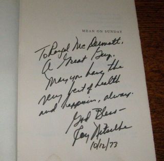 Book: " Mean On Sunday " Autographed By Hof Packers Lb Ray Nitschke