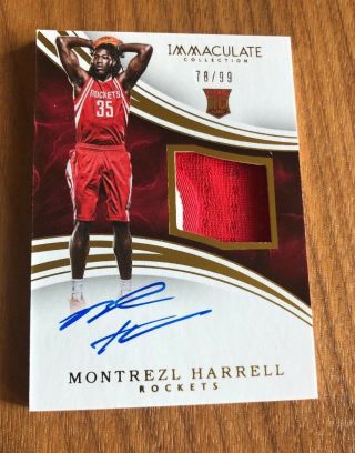2015 Immaculate Montrezl Harrell 147 Rc Rookie Patch On Card Auto Rockets Sp/99