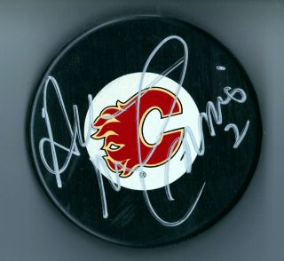 Al Macinnis Signed Autographed Calgary Flames Hockey Puck,  Nhl Hof,  Blues