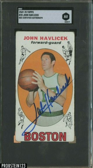 1969 Topps Basketball 20 John Havlicek Celtics Rc Rookie Hof Signed Auto Sgc