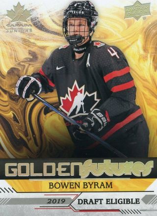 2019 Upper Deck Team Canada Juniors Bowen Byram Gold Futures Gf - 1