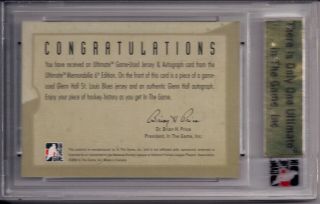 2005/06 ITG Ultimate Game - Jersey/Auto Silver Glenn Hall 21/50 2