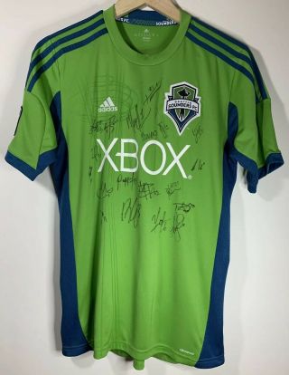 Adidas X Seattle Sounders Mls 2013 / 2014 Team Signed Jersey Youth Xl