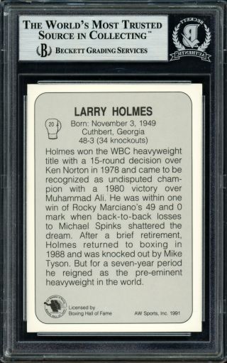 Larry Holmes Autographed Signed 1991 All World Card 20 Beckett 11318243 2