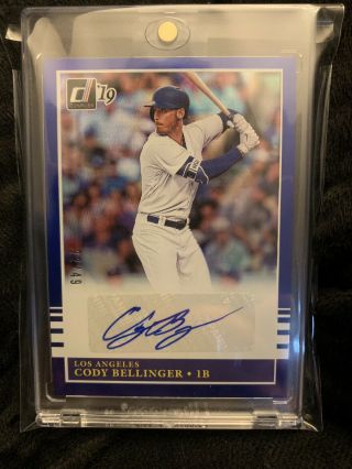 2019 Panini Donruss Baseball Cody Bellinger Blue Autograph /49 Auto Look