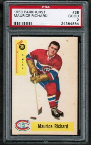 1958 59 Parkhurst 38 Maurice Richard Psa 2 Good Montreal Canadiens The Rocket