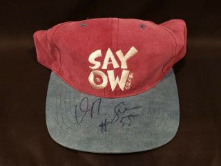 Jr Seau Junior Autographed Say Ow Sayow Gear Hat Chargers Patriots Hall Of Fame