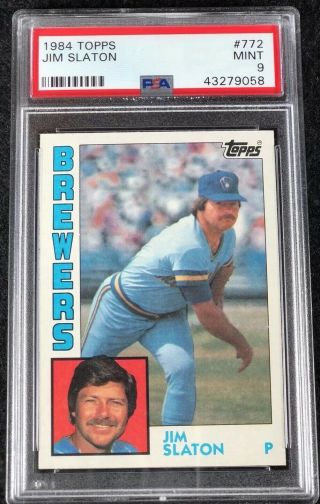 1984 Topps Tiffany 772 Jim Slaton Milwaukee Brewers Baseball Card Graded Psa 9