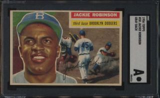 1956 Topps 30 Jackie Robinson Hof Dp Sgc A Authentic Trimmed 52937