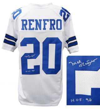Mel Renfro Dallas Cowboys Signed White Football Jersey W/hof 