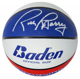 Rick Barry Signed Aba Baden Red,  White & Blue Full Size Basketball - Schwartz