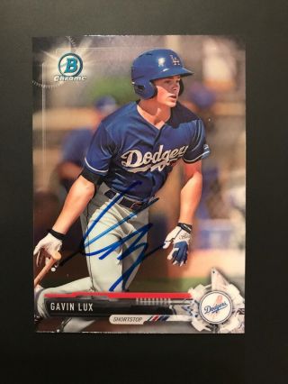 Gavin Lux Signed Autographed 2017 Topps Bowman Chrome Card La Dodgers Hot