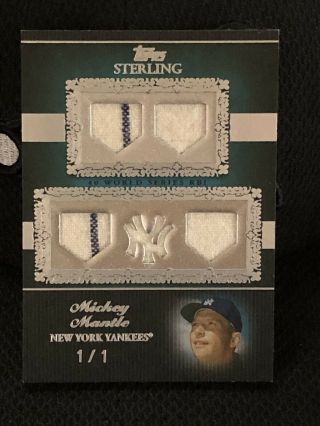 1/1 Mickey Mantle 2007 Topps Sterling 5 Piece Jersey Pinstripe Silver Prime
