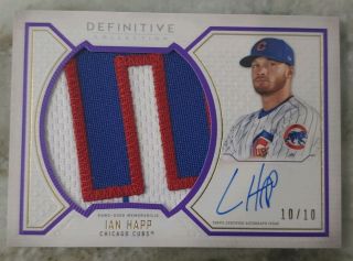 2019 Topps Definitive Ian Happ Patch Auto 10/10 Chicago Cubs