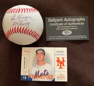 Ed Kranepool 1969 Mets Signed Rawlings Baseball With Hologram Card And Proof
