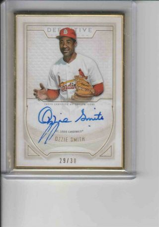 Ozzie Smith 2019 Topps Definitive Gold Framed On Card Auto 29/30 Cardinals Hof