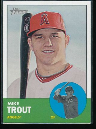 Mike Trout 2012 Topps Heritage 207 Rookie Los Angeles Angels Beauty See Scans