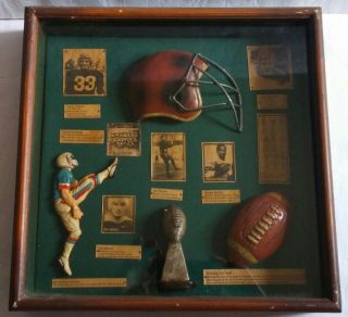 Vintage Pro Football Shadow Box Thorpe Baugh Nagurski Hutson Nfl
