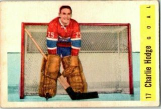 1958 - 59 Parkhurst Charlie Hodge 17 Ex Vintage Hockey Card