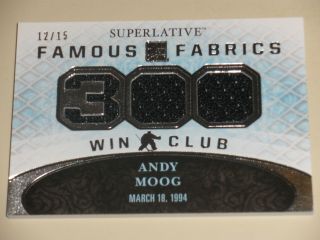 2015 - 16 Itg Superlative Famous Fabrics 300 Win Club Silver Jersey Andy Moog /15
