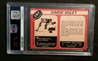 1968 68 - 69 OPC Simon Nolet (187) Rookie Philadelphia Flyers PSA 6 Centered 2