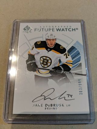 17 - 18 Sp Authentic Jake Debrusk Auto Future Watch /999 Black Ink Bruins.