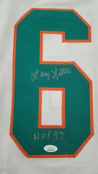 MIAMI DOLPHINS LARRY LITTLE HOF 1993 SIGNED WHITE JERSEY 2