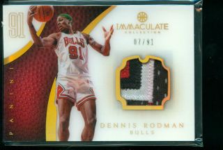 7/91 Dennis Rodman 2012 - 13 Immaculate Acetate Patches Jersey Number Patch Bulls