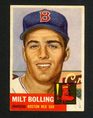 1953 Topps Milt Bolling 280 - Rc - Hi - Boston Red Sox - Vg - Ex