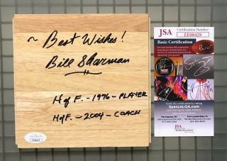 Bill Sharman Signed Hardwood Floorboard Floor Piece W/ Inscriptions Jsa Hof