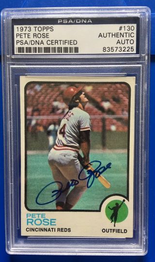 Pete Rose Autographed Signed 1973 Topps Card 130 Reds Authentic Psa Auto