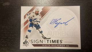 Nikita Kucherov 2017 - 18 Sp Authentic Sign Of The Times Auto From 2018 - 19 Spa