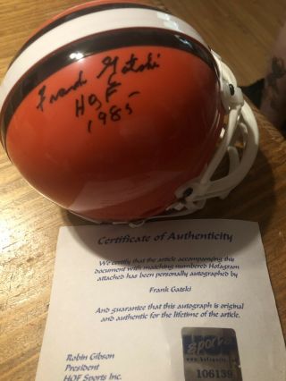 Cleveland Browns Authentic Signed Riddell Mini Helmet Frank Gatski