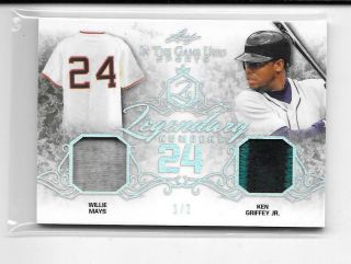 2019 Leaf In The Game Sports Willie Mays Ken Griffey Jr Dual Jersey Patch 1/2