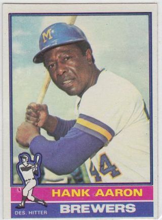 Hank Aaron 1976 Topps Card 550 Atlanta Milwaukee Braves Brewers Ex,