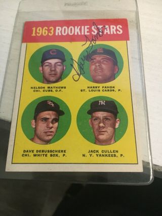 Harry Fanok St Louis Cardinals Signed 1963 Rookie Topps Card